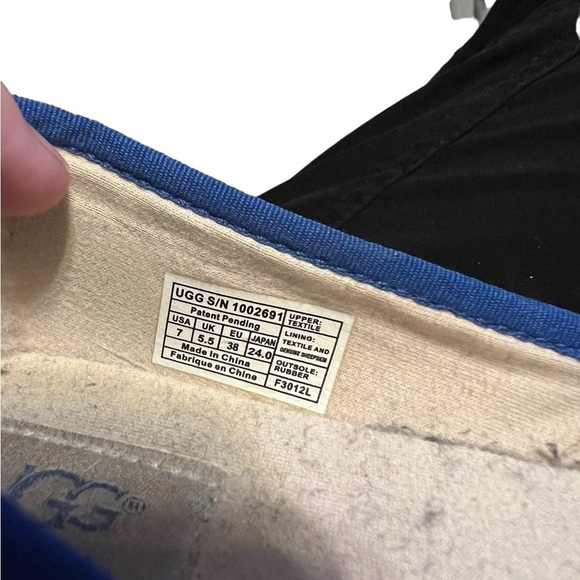 Ugg Indah canvas espadrille flat in blue and cream - Picture 9 of 9